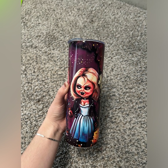 Chucky and bride 20oz stainless steel tumbler Chucky cup with lid and straw - Picture 2 of 4